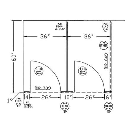 Metpar Corp Polymer Bathroom Partitions Complete 2 In-Corner Compartment 76" Wide - Gray PYIC2GD